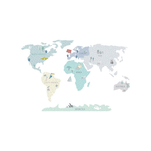 World map sticker mint S > Wall stickers for kids | Pastelowe Love