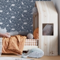 tapeta forest animals blue - tapety dla dzieci