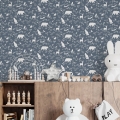tapeta forest animals blue - tapety dla dzieci