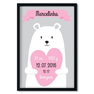 birth stat poster | bear - girls