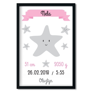 birth stat poster | star - girl