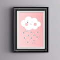 chmurka - różowa | plakat. plakat dla dzieci. dekoracje pokoju