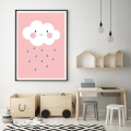 chmurka - różowa | plakat. plakat dla dzieci. dekoracje pokoju