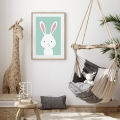 królik - miętowy | plakat. plakat dla dzieci. dekoracje pokoju