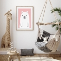 miś - różowy | plakat. plakat dla dzieci. dekoracje pokoju