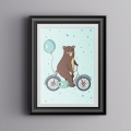 miś rower | plakat. plakat dla dzieci. dekoracje pokoju