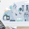 miasteczko niebieskie | naklejka. naklejka dla dzieci. dekoracje pokoju
