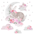 pink sleeping rabbit | wall sticker. children's wall decals. room decorations