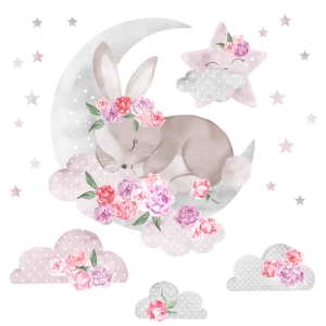sticker | pink sleeping rabbit