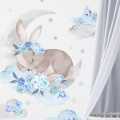 blue sleeping rabbit | wall sticker. children's wall decals. room decorations