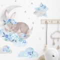 blue sleeping rabbit | wall sticker. children's wall decals. room decorations
