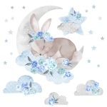 sticker | blue sleeping rabbit