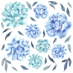 stickers | blue peonies
