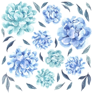 stickers | blue peonies