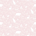 tapeta forest animals pink - tapety dla dzieci