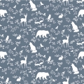 tapeta forest animals blue - tapety dla dzieci