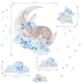 blue sleeping rabbit | wall sticker. children's wall decals. room decorations