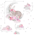 pink sleeping rabbit | wall sticker. children's wall decals. room decorations