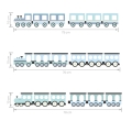 pociągi niebieskie | naklejka. naklejka dla dzieci. dekoracje pokoju