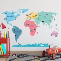 world map colorful | sticker. children's wall decals. room decorations