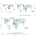 world map mint | sticker. children's wall decals. room decorations