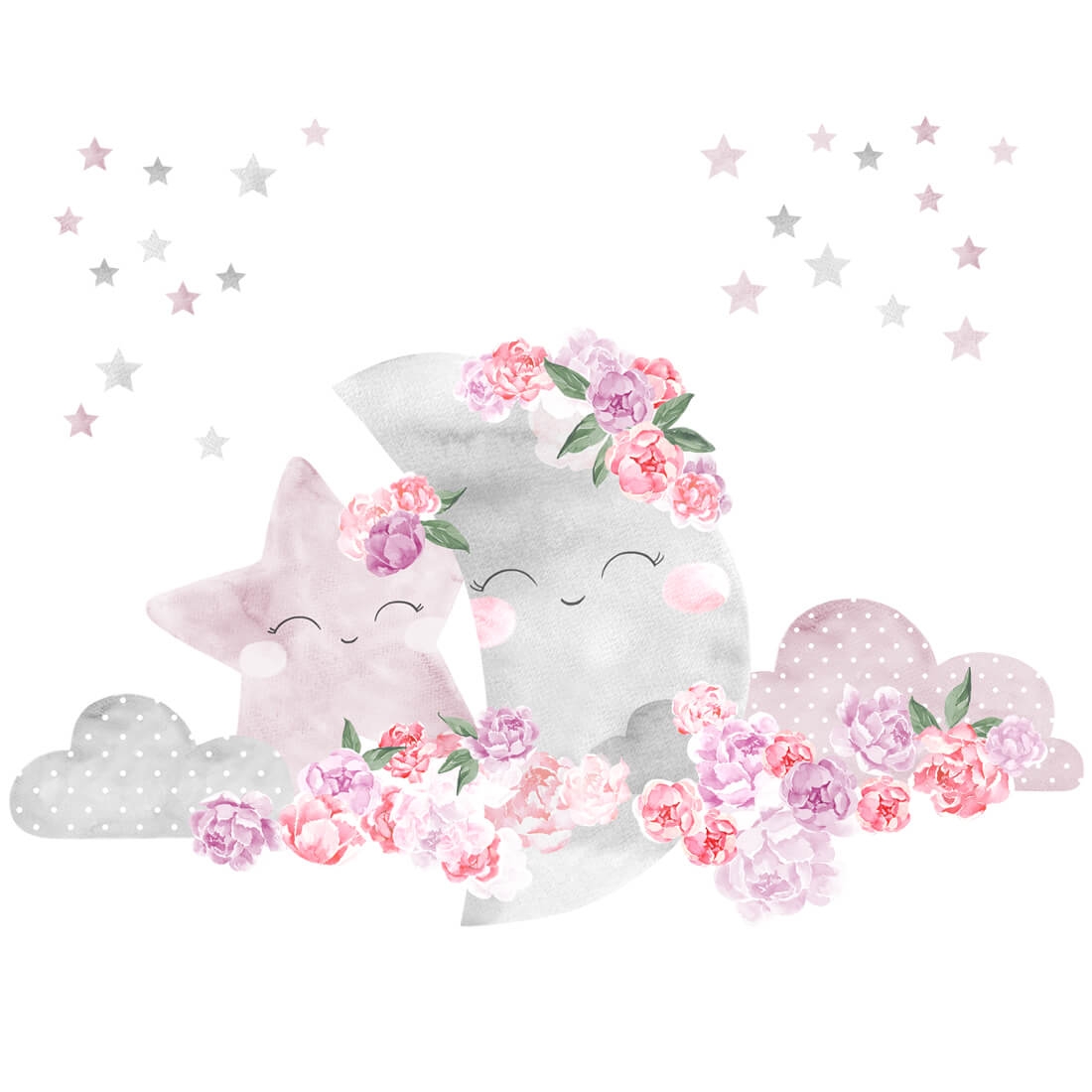 księżyc różowy | naklejka. naklejka dla dzieci. dekoracje pokoju