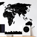 world political map black | sticker. children's wall decals. room decorations