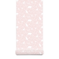 tapeta forest animals pink - tapety dla dzieci