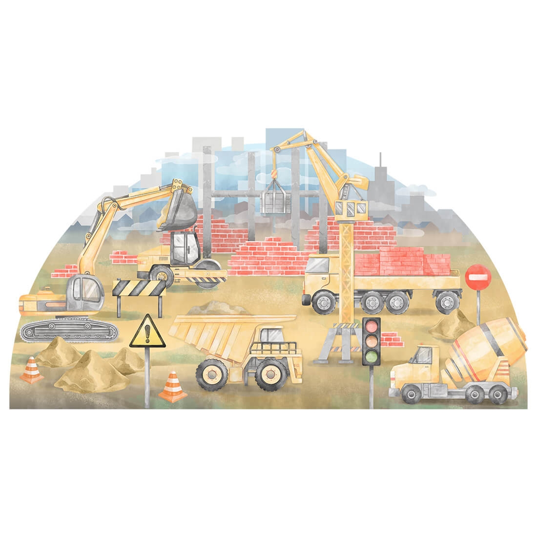 budowa żółta | naklejki. naklejki dla dzieci. dekoracje pokoju