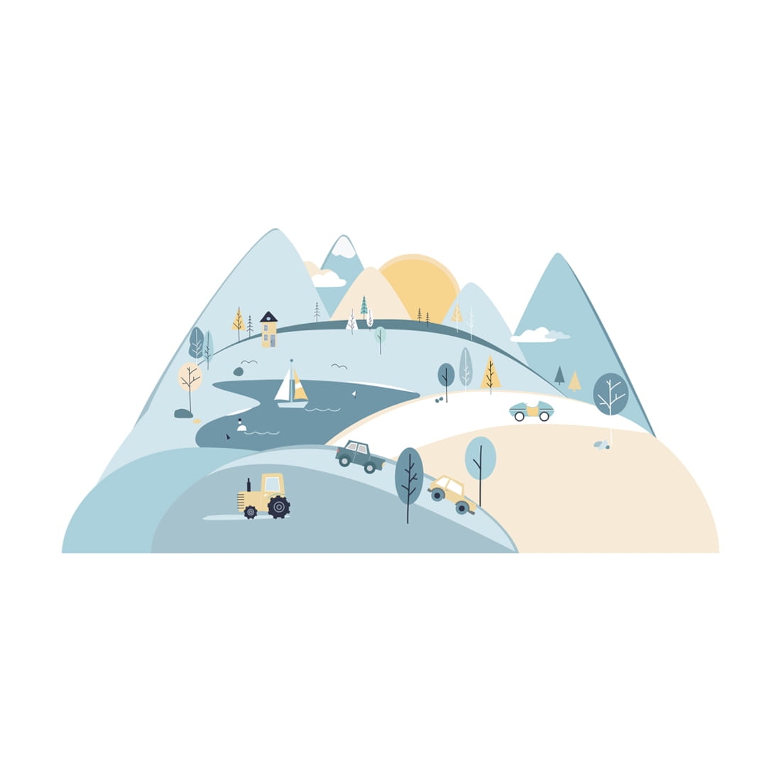 góry błękitne | naklejka. naklejka dla dzieci. dekoracje pokoju