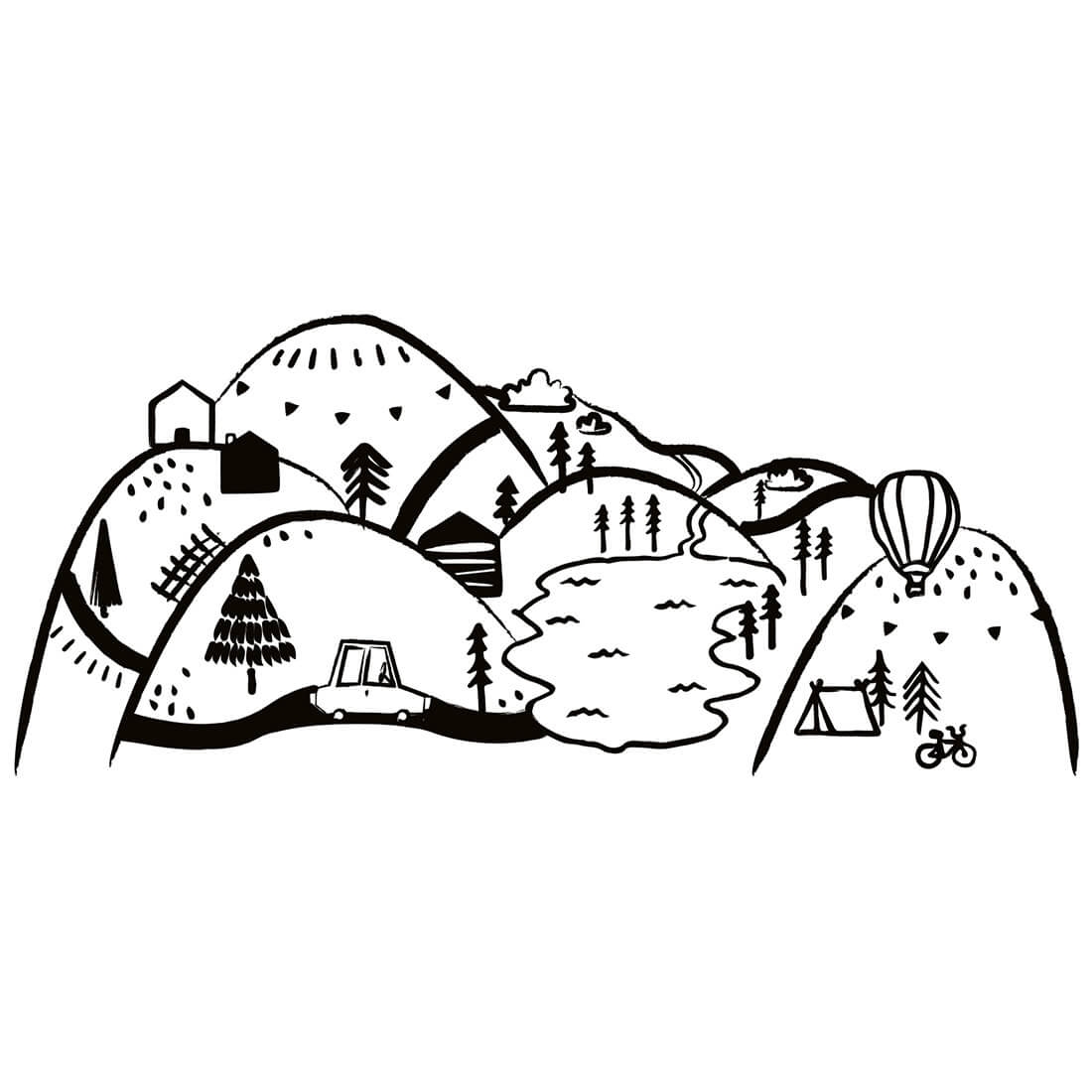 góry czarne | naklejka. naklejka dla dzieci. dekoracje pokoju