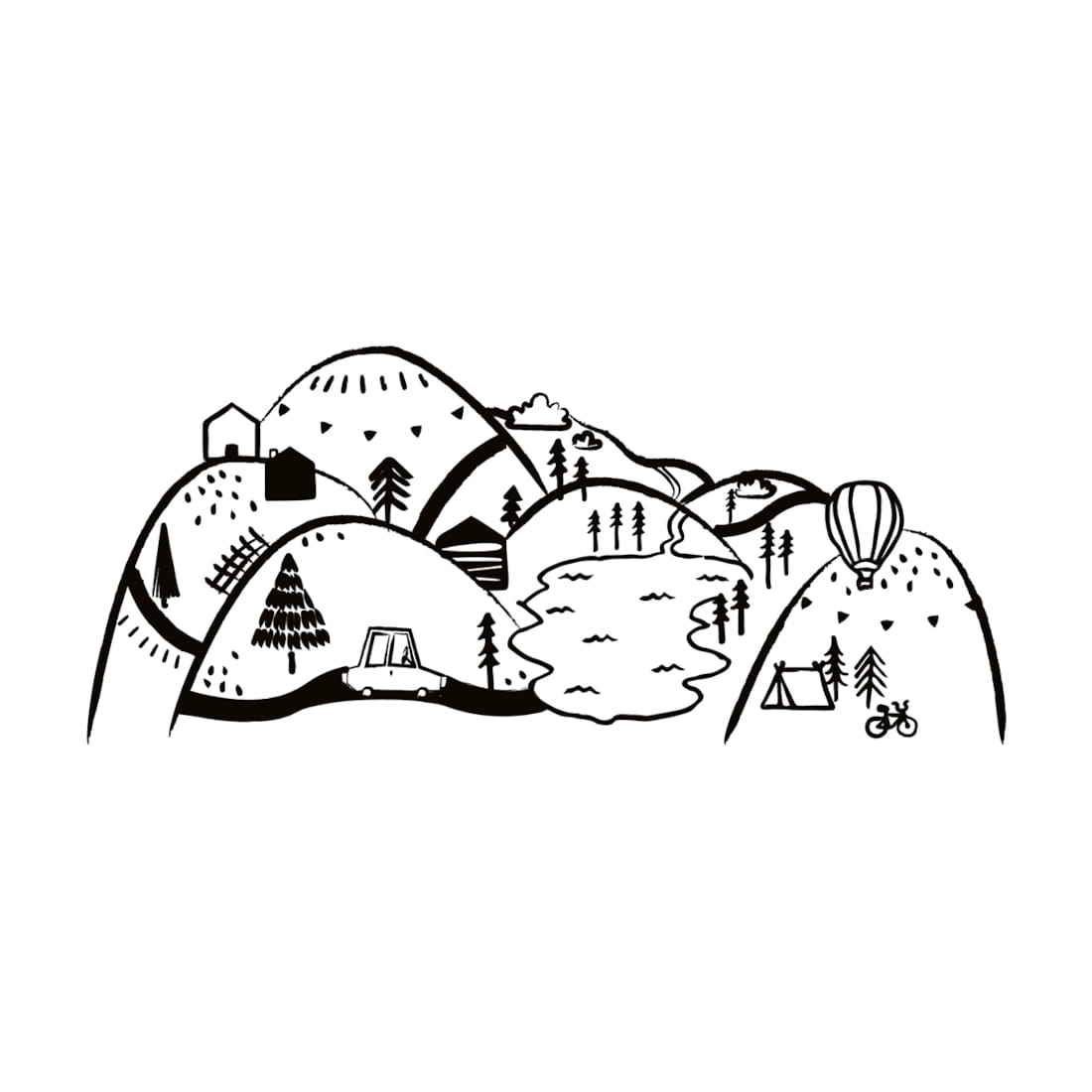 góry czarne | naklejka. naklejka dla dzieci. dekoracje pokoju