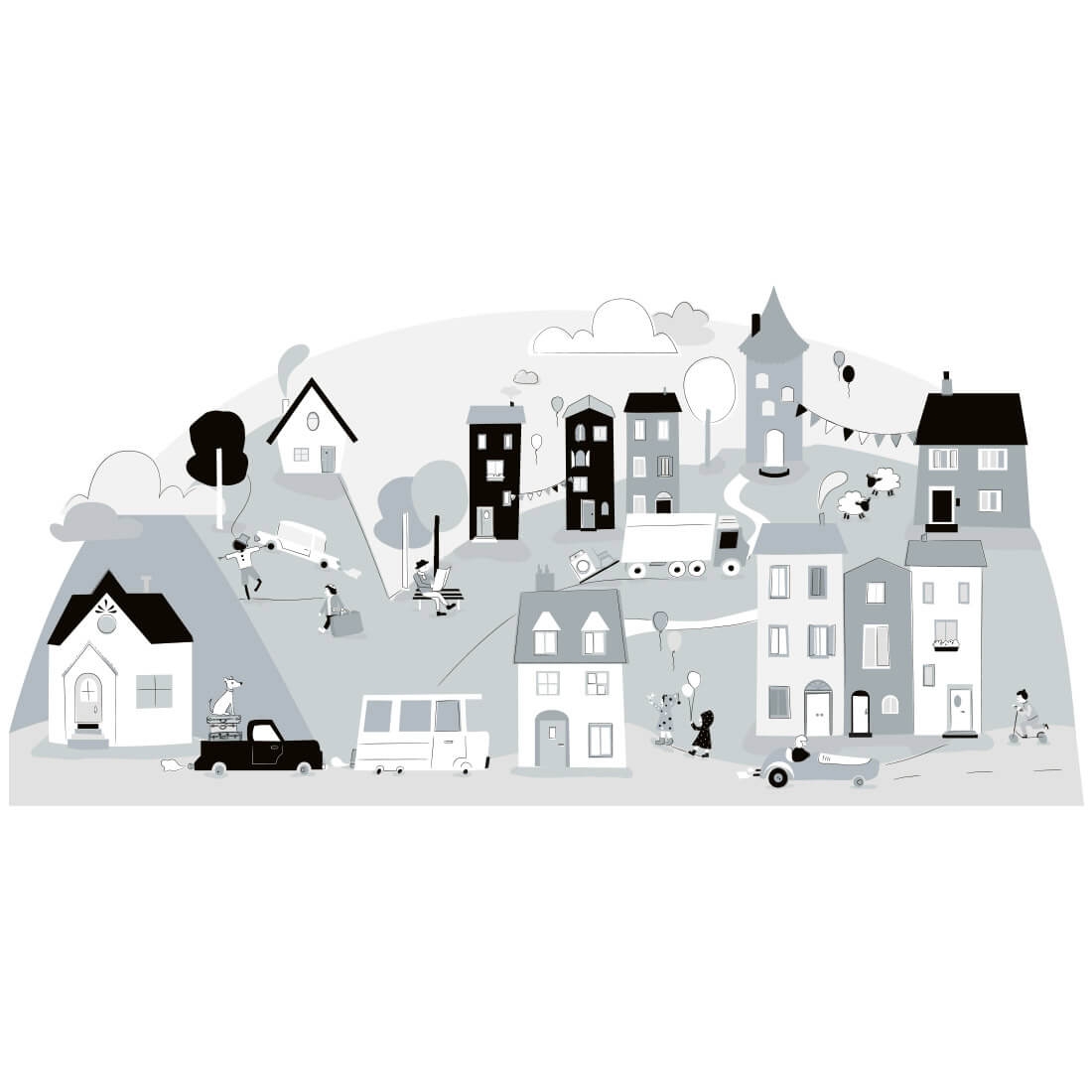 miasteczko szare | naklejka. naklejka da dzieci. dekoracje pokoju