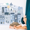 miasteczko niebieskie | naklejka. naklejka dla dzieci. dekoracje pokoju