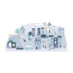 sticker | blue small town S