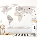world map beige | sticker. children's wall decals. room decorations