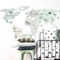 world map tropic sand | sticker. children's wall decals. room decorations
