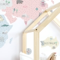 world map pink | sticker. children's wall decals. room decorations