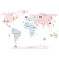 world map pink | sticker. children's wall decals. room decorations