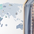 world map blue | sticker. children's wall decals. room decorations