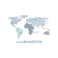 world map blue | sticker. children's wall decals. room decorations
