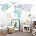 world map mint | sticker. children's wall decals. room decorations