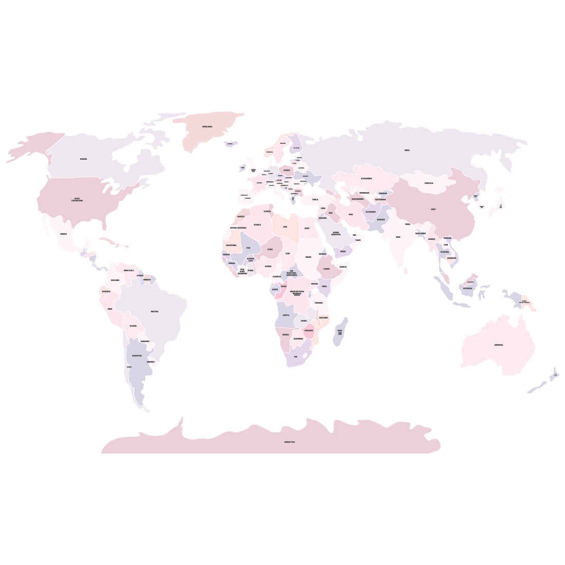 world political map pink | sticker. children's wall decals. room decorations