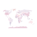 world political map pink | sticker. children's wall decals. room decorations