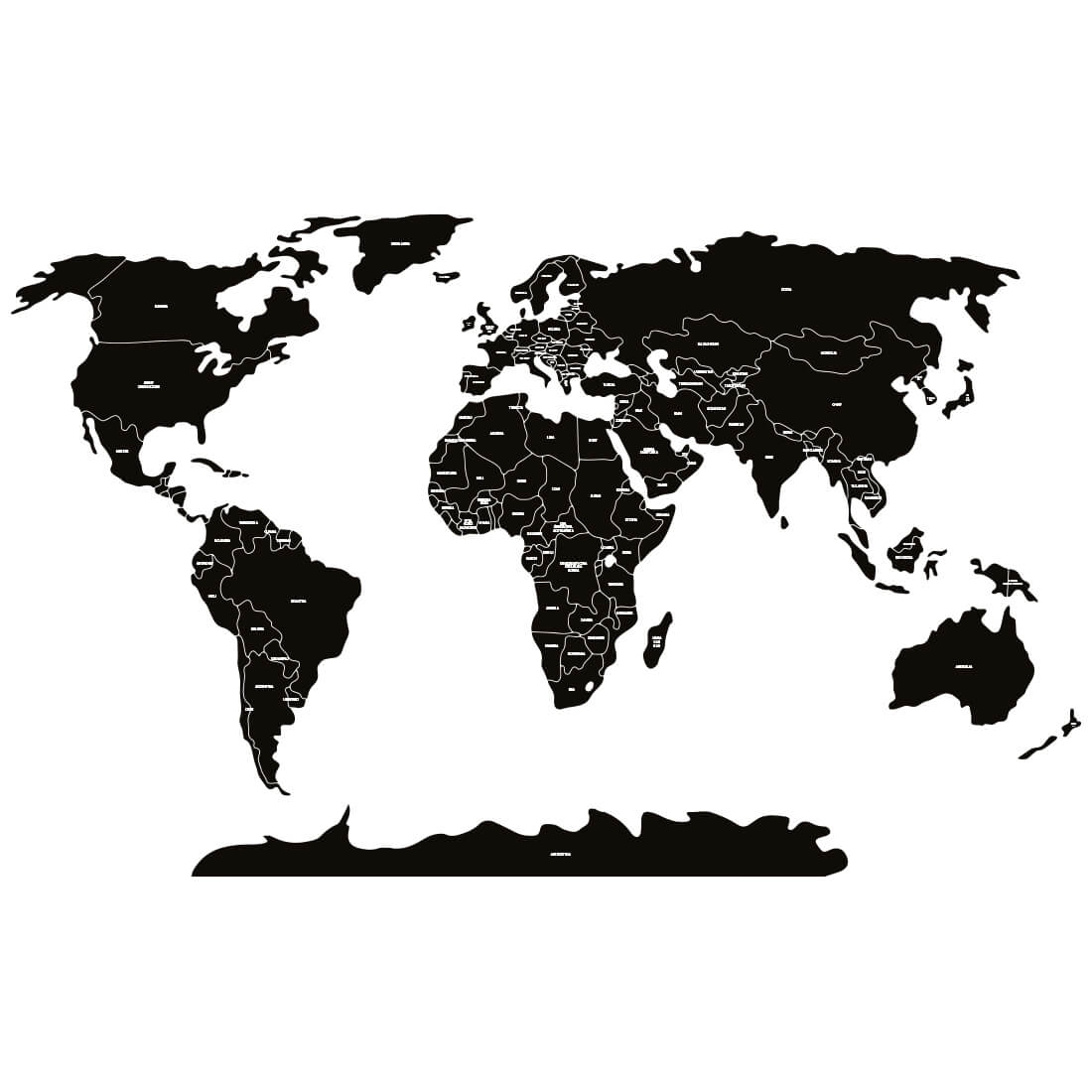 world political map black | sticker. children's wall decals. room decorations