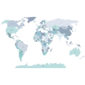 world political map blue | sticker. children's wall decals. room decorations