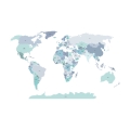 world political map blue | sticker. children's wall decals. room decorations