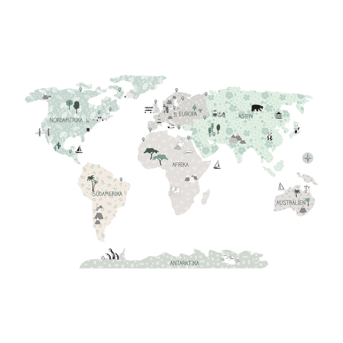 aufkleber | weltkarte – tropischer sand