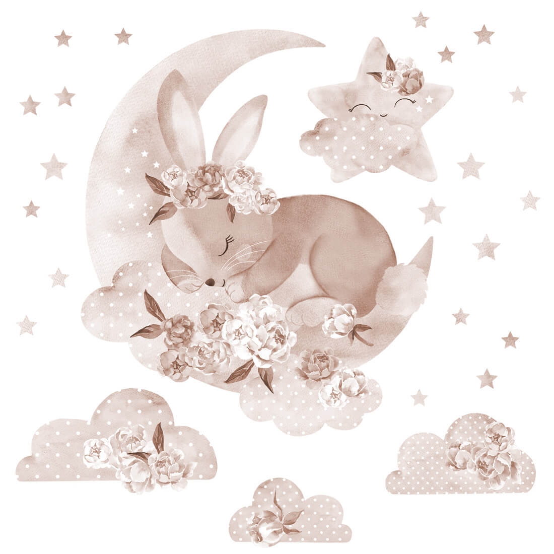 boho sleeping rabbit | wall sticker. children's wall decals. room decorations