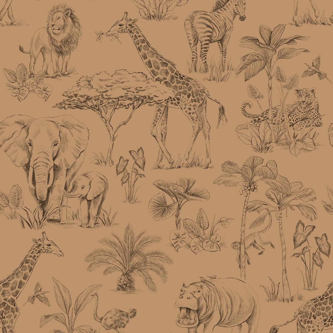 safari wallpaper / safari-themed wallpaper / children's wallpaper / pastelowe love wallpaper